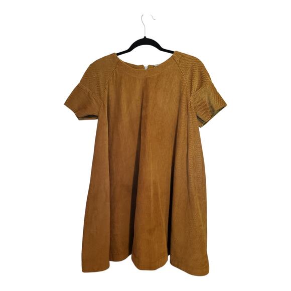 The Odells Anthropologie Corduroy Tent Mini Dress Size Small Cotton Tan Beige - Picture 2 of 12
